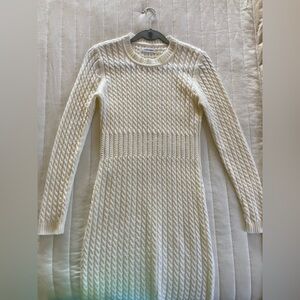 Calvin Klein Womans Size S Cable Knit Sweater Dress Cream